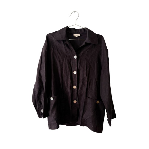 David Dart Collection Jackets & Blazers - David Dart Collection 100% Linen Jacket Black S Mother of Pearl Buttons Vintage